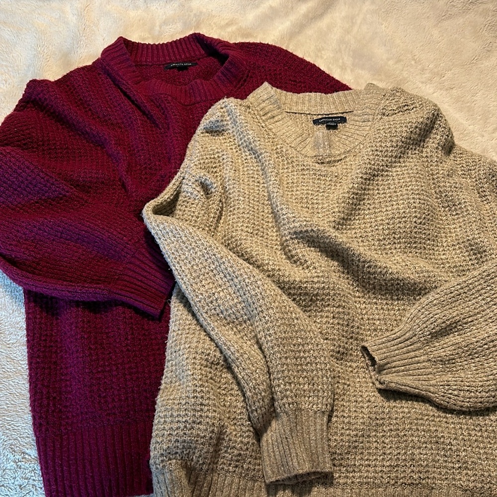 Oversized Sweater Set of 2 Waffle Knit